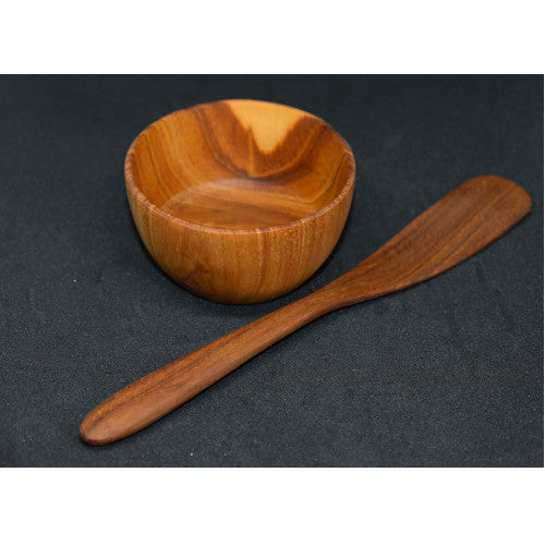 Handcrafted Wooden Bowl and Avocado Knife