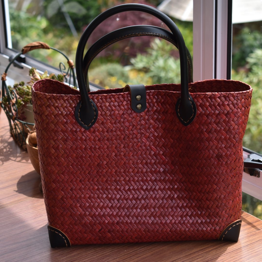 hand woven red bag
