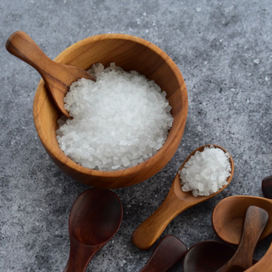 Handcrafted wooden bowl and wooden salt spoons