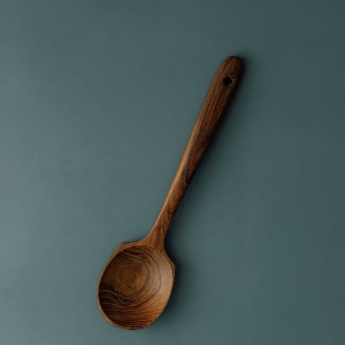 Artisan 21cm teak wood spoon with smooth finish NZ