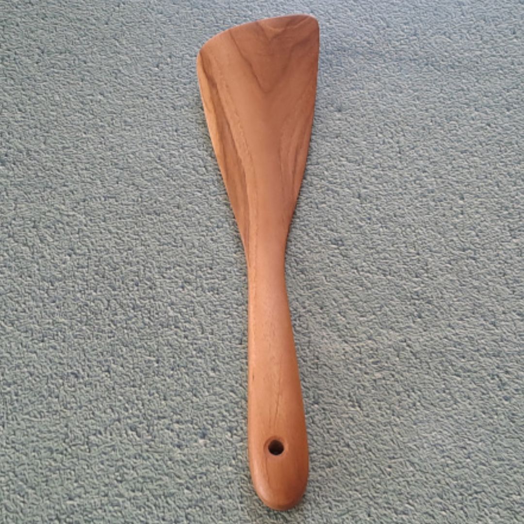 handcrafted angled wooden spatula