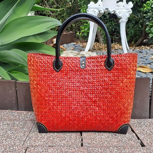 Red handwoven bag