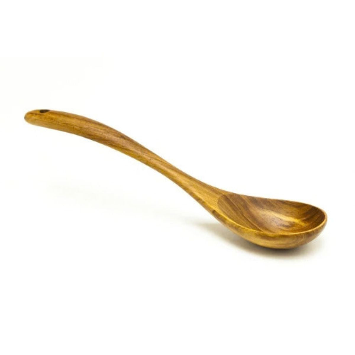 A smaller 21cm handcrafted teak wood ladle. Designed for gravies, sauces as well as soups and stews, in smaller quantities.