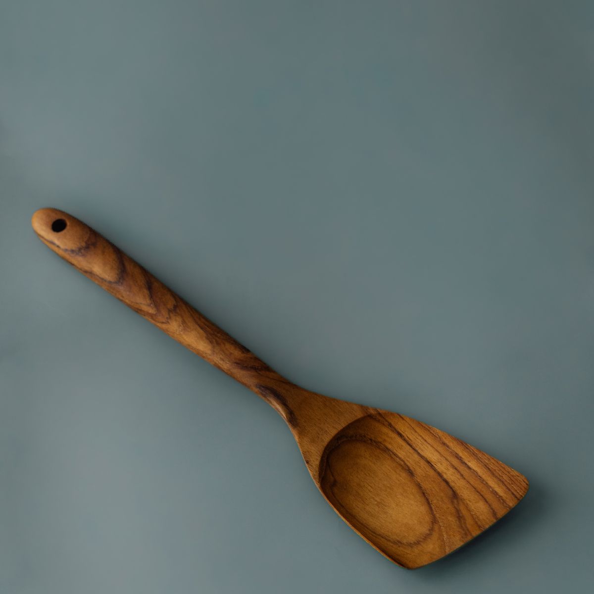 Handcrafted Left-Handed Teak Angled Spatula