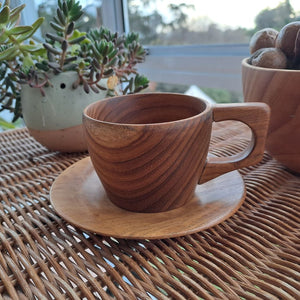 wooden cup and saucer