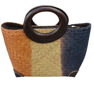 handwoven bag in three colour tones