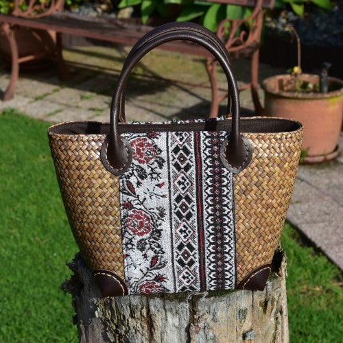 vibrant floral patterned handwoven bag