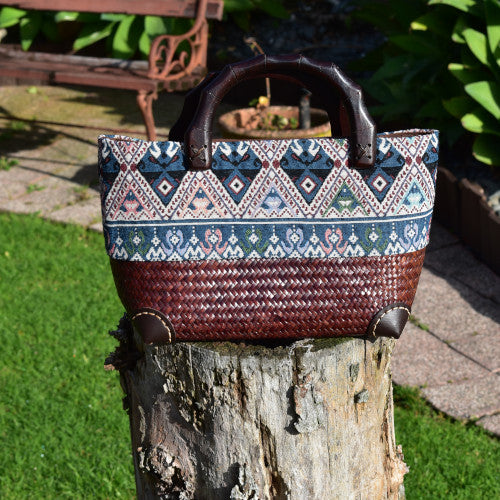 richly patterned handwoven bag