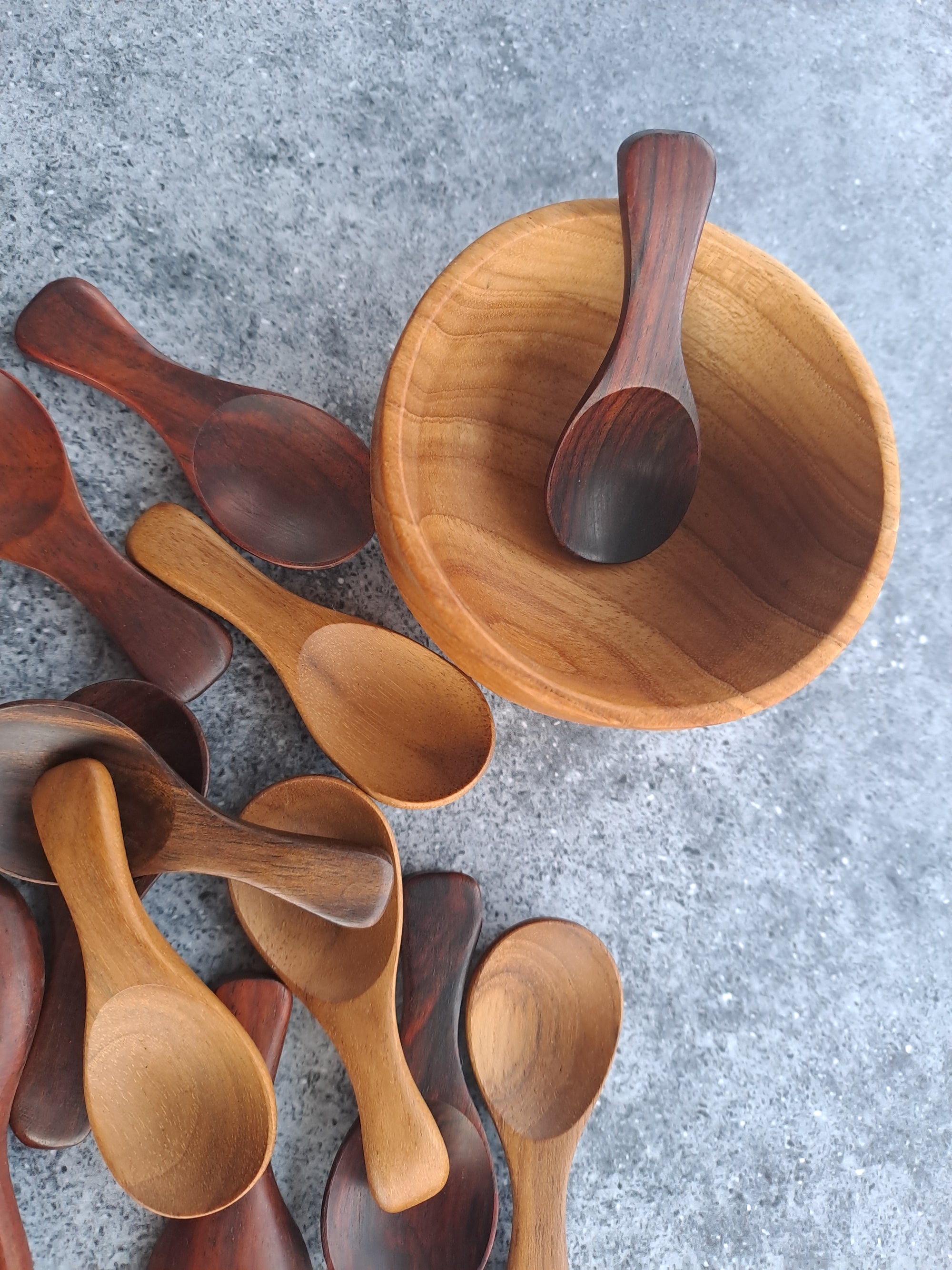 wooden spoon and salt bowl