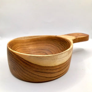 wooden bowl with handle