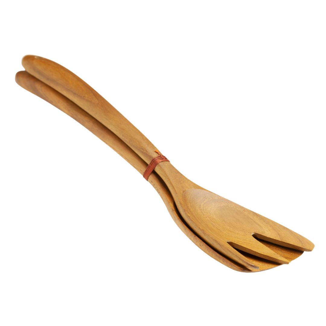 Handcrafted wooden salad server