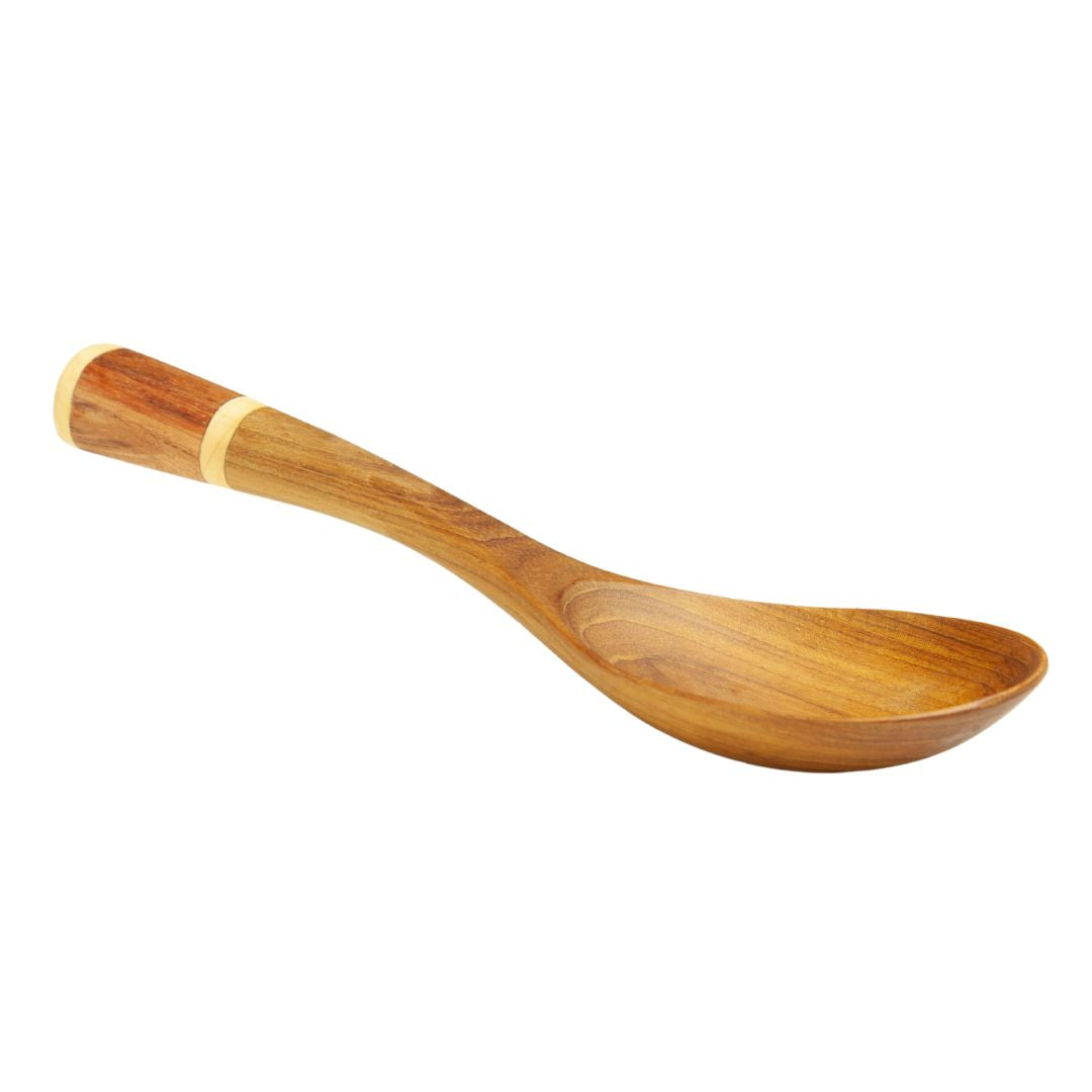 wooden serving spoon with two tone handle