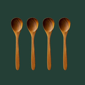 set of 4 wooden soup spoons