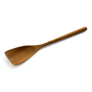 Teak wooden spatula with curved blade