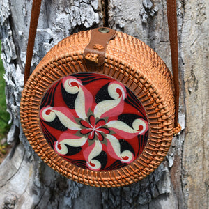 Boho Rattan Bag with vibrant design