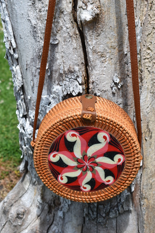 Boho Rattan Bag with spiral design