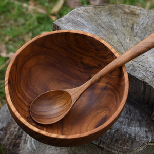 Handcrafted Teak Bowl and long soup spoon
