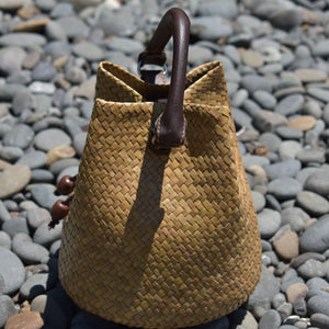 Gorgeous Handcrafted Krajood Woven Bag with leather handle