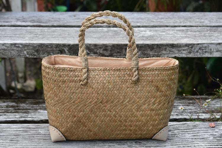 lovely light bag with woven handles