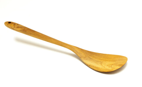 handmade wooden spatula with rounded edge