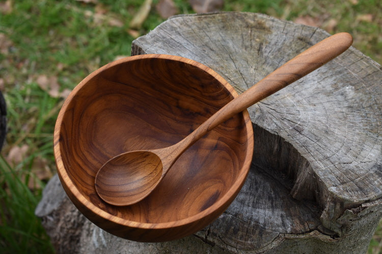 Wooden Bowl and long soup spoon set | yompai