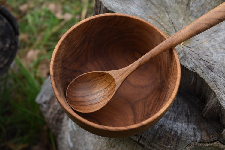 Wooden Bowl and long soup spoon set | yompai